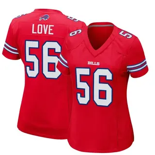 Buffalo Bills Women's Mike Love Game Alternate Jersey - Red